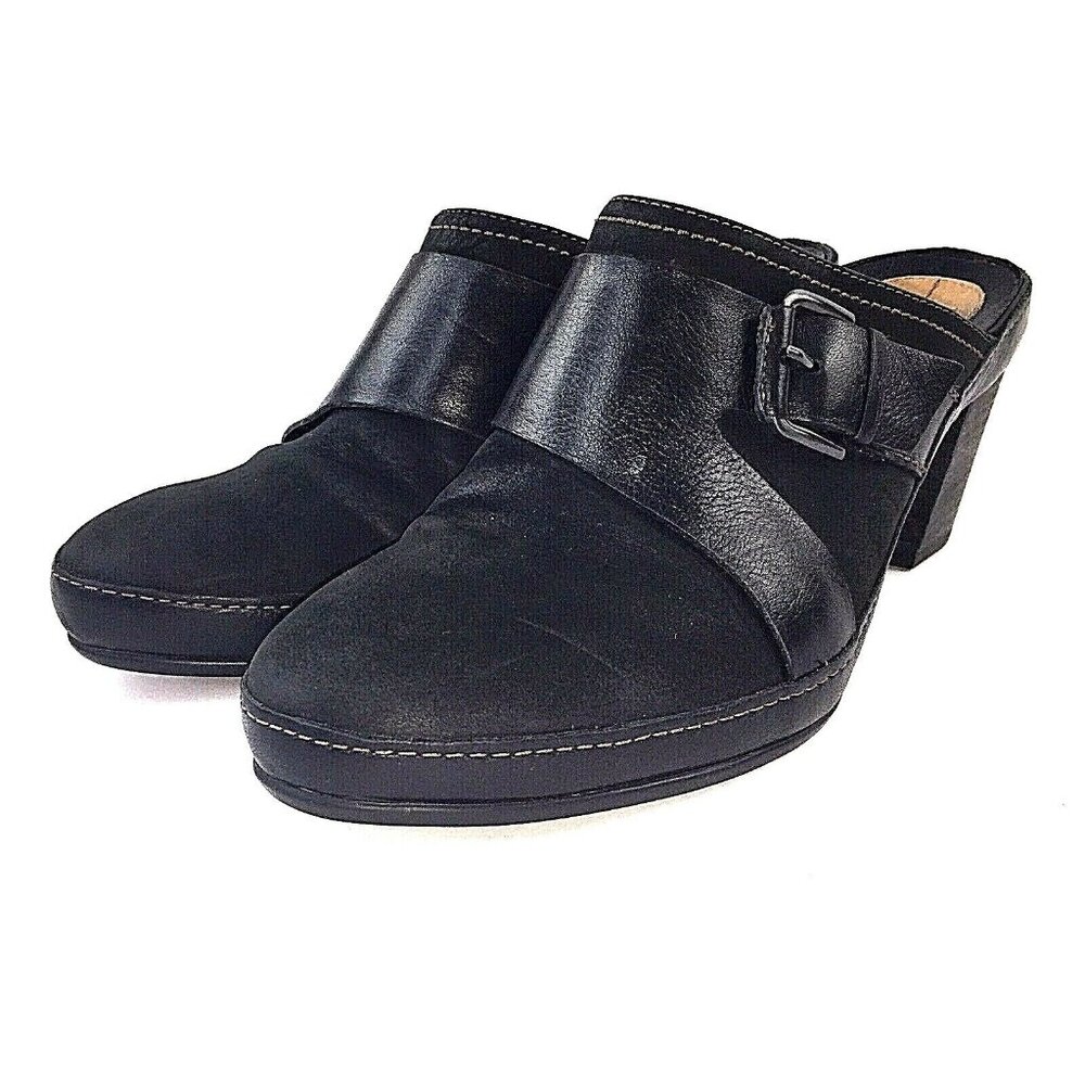 Clarks Artisan Womens Leather/Suede Black Mule Slip On Shoes 9m 82780